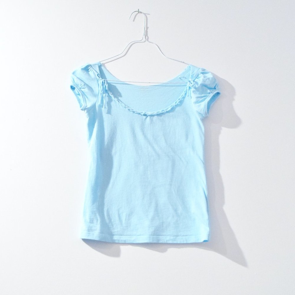 Light Blue Braided Scoop Neck T-shirt